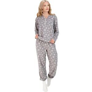 PJ Couture NWT L Gray Snowflake 3-Piece Pajama Set